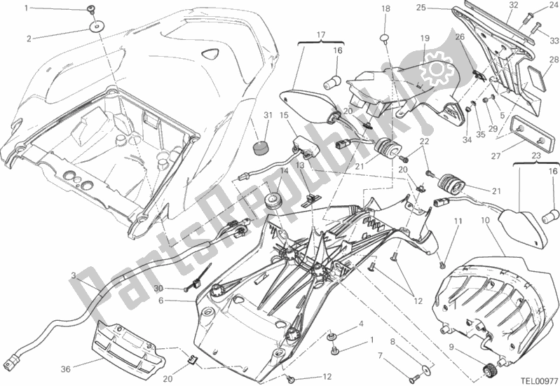 Toutes les pièces pour le Support De Plaque D'immatriculation - Feu Arrière du Ducati Multistrada 1200 ABS Brasil 2016